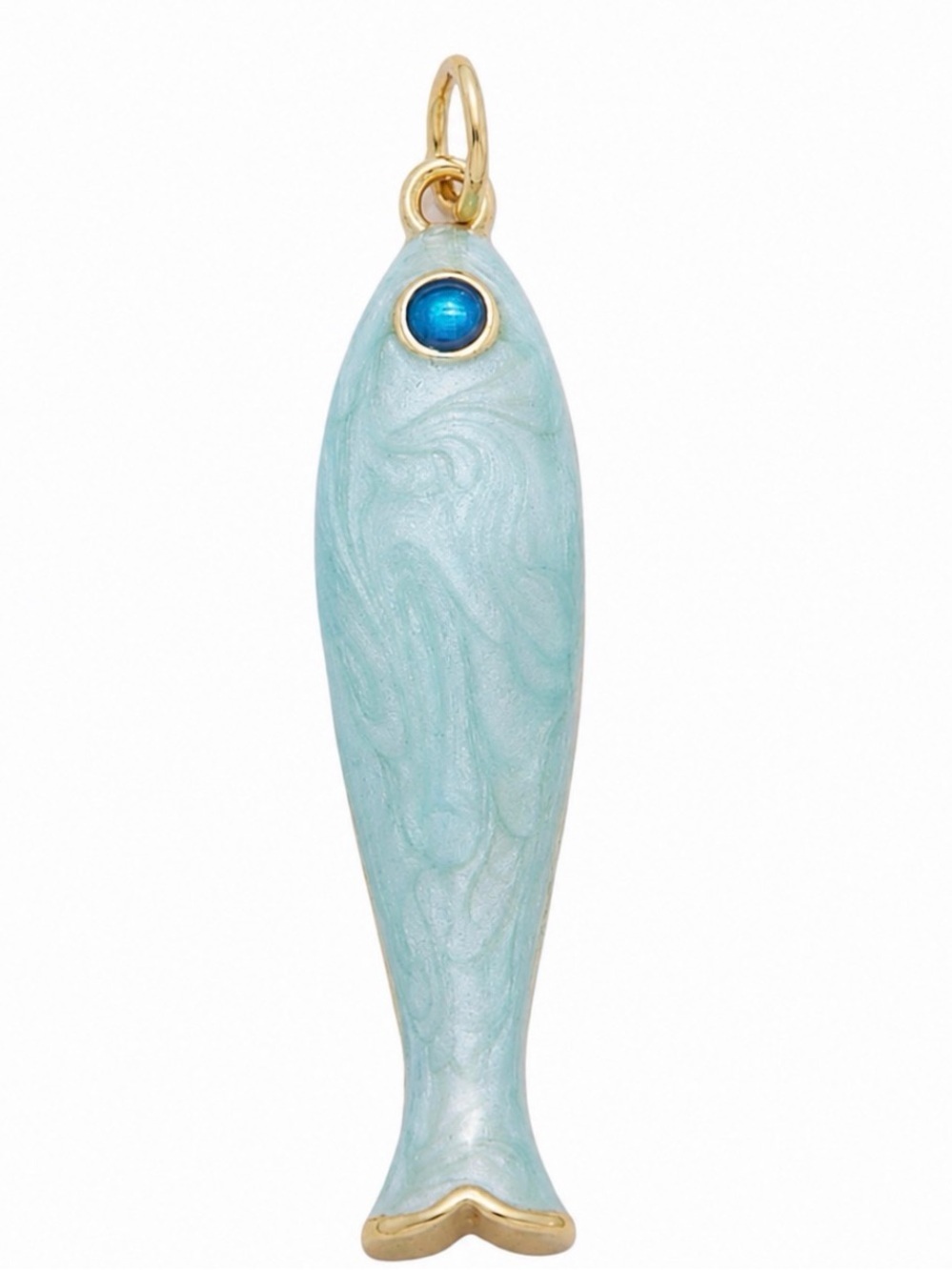 Blue Enamel Fish Necklace Charm (4524)